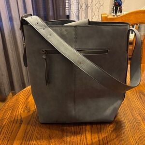Gray Leather women’s shoulder bag
